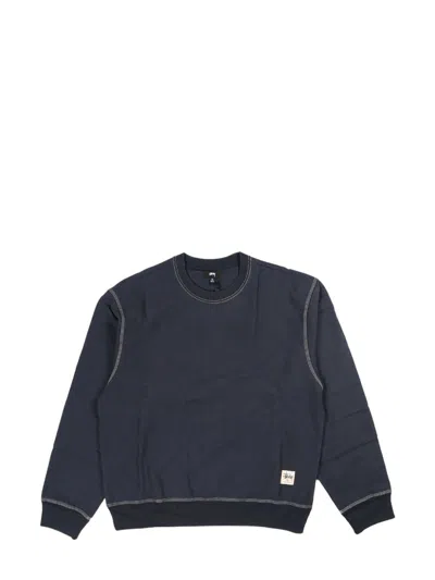 Stussy Contrast-stitch Cotton Sweatshirt In Navy