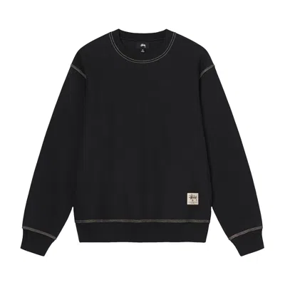 Pre-owned Stussy Contrast Stitch Label Crew 'black'