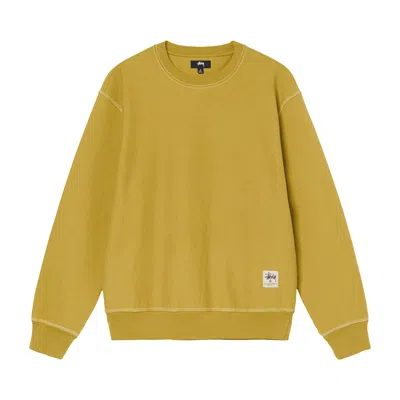 Pre-owned Stussy Contrast Stitch Label Crew 'gold'