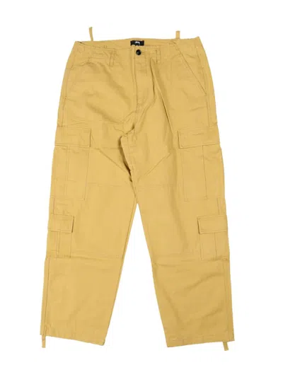 Stussy Cotton Cargo Trousers In Sulphur