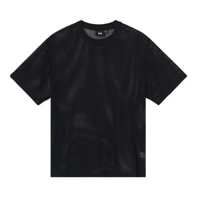 Pre-owned Stussy Cotton Mesh Short-sleeve Crew 'black'