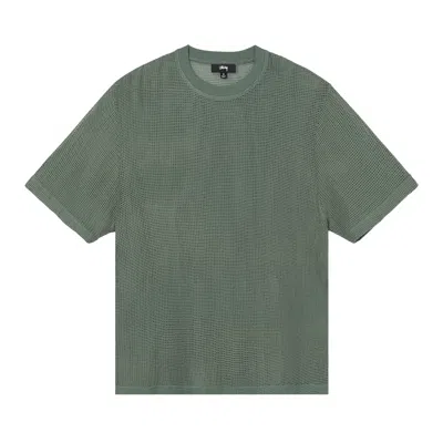Pre-owned Stussy Cotton Mesh Short-sleeve Crew 'green'