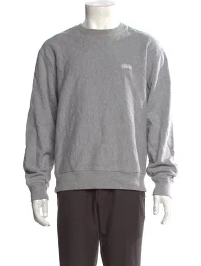 Pre-owned Stussy Crew Neck Long Sleeve Pullover In Gray