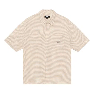 Pre-owned Stussy Crinkled Check Short-sleeve Shirt 'tan' | Men's Size M