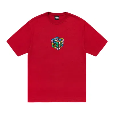 Pre-owned Stussy Cube Tee 'dark Red' | Men's Size L