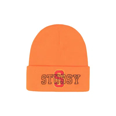 Pre-owned Stussy Cuff Beanie Varsity S 'orange' | Men's Size Onesize