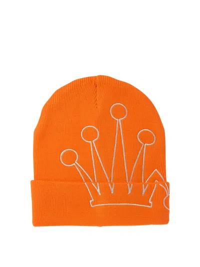 Stussy Crown Embroidered Beanie Hat In Orange