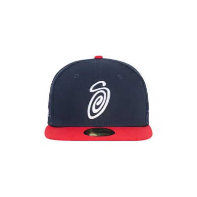 Pre-owned Stussy Curly S 59fifty New Era Cap 'navy/red' | Multi-color | Men's Size 7.25 In Multicolor