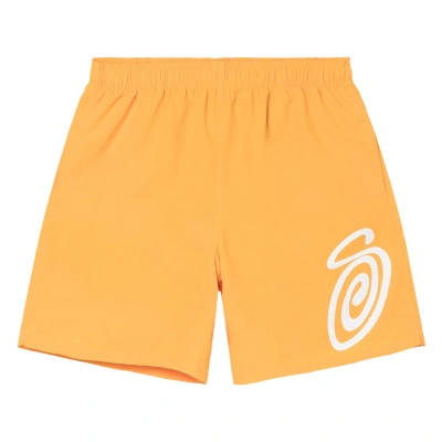 Pre-owned Stussy Curly S Water Short 'tangerine' In Orange