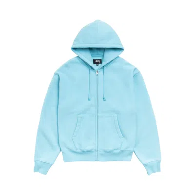 Pre-owned Stussy Cursive Applique Zip Hoodie 'aqua' | Blue | Men's Size Xl
