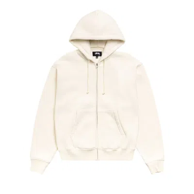 Pre-owned Stussy Cursive Applique Zip Hoodie 'natural' | Cream | Men's Size Xxl In White