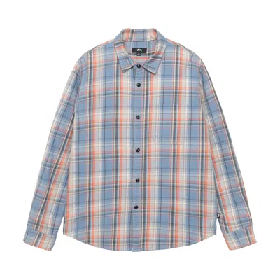 Pre-owned Stussy Dan Washed Cotton Plaid Shirt 'blue' | Men's Size M