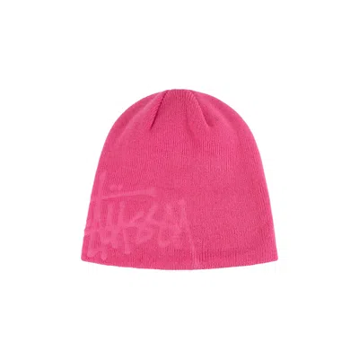 Pre-owned Stussy Debossed Stock Logo Skullcap Beanie 'pink' | Men's Size Onesize