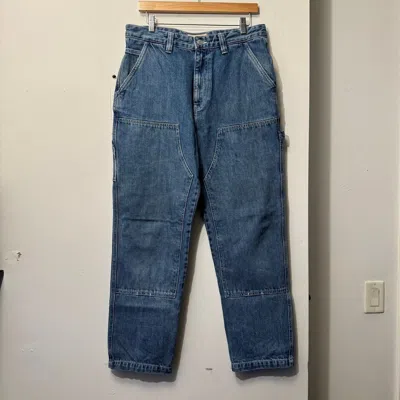 Pre-owned Stussy Denim Double Knee Work Pants 32 In Blue