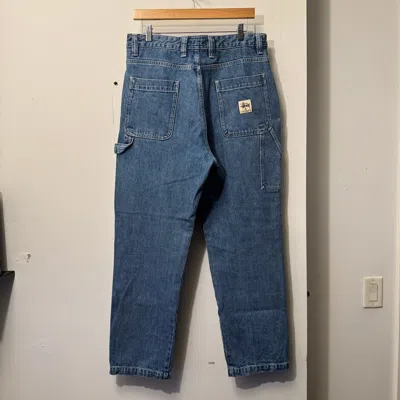 Pre-owned Stussy Denim Double Knee Work Pants 32 In Blue