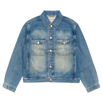 Pre-owned Stussy Denim Trucker Jacket 'dark Wash Indigo' | Blue | Men's Size L