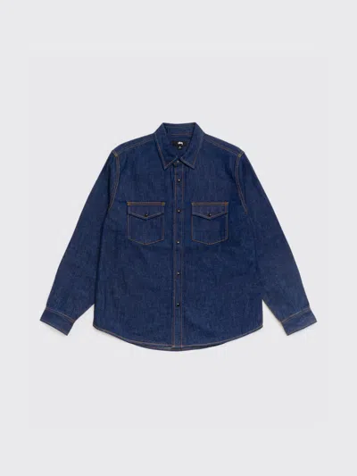 Stussy Denim Western Shirt In Blue