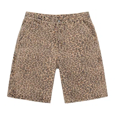 Pre-owned Stussy Denim Work Short 'leopard' | Yellow | Men's Size 32