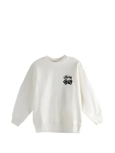 Stussy Dice-graphic Crew-neck Sweatshirt In White