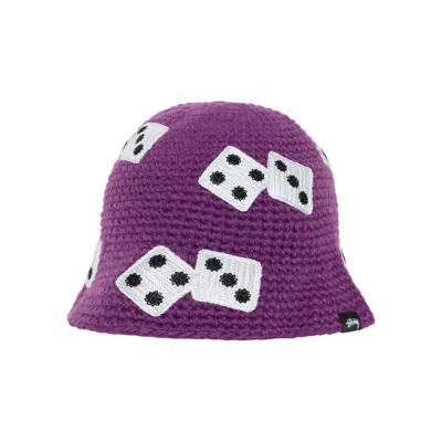 Pre-owned Stussy Dice Knit Bucket Hat 'purple'