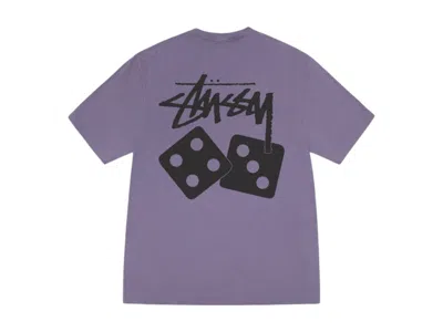 Pre-owned Stussy Dice Pigment Dyed Tee Shirt In Grape In Purple