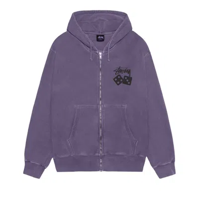 Pre-owned Stussy Dice Zip Hoodie Pigment Dyed 'grape' | Purple | Men's Size S