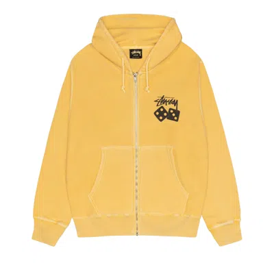 Pre-owned Stussy Dice Zip Hoodie Pigment Dyed 'yellow' | Men's Size S
