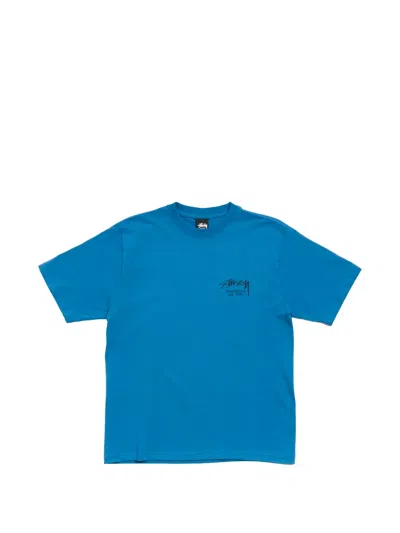 Stussy Dice-print Logo-print T-shirt In Blue