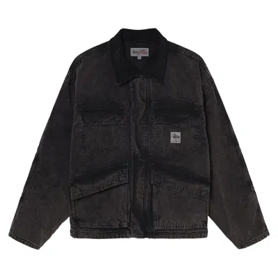 Pre-owned Stussy Distressed Canvas Shop Jacket 'black'