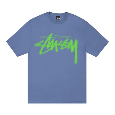 Pre-owned Stussy Dizzy Stock Tee 'storm' In Blue