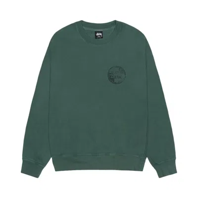 Pre-owned Stussy Dot Stamp Crew Pigment Dyed 'forest' | Green | Men's Size Xl