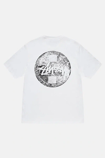 Stussy Dot Stamp Graphic T-shirt Top In White, Men's At Urban Outfitters