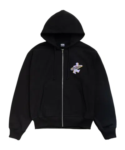Stussy Dot Surf Puff Print Zip Hoodie In Black