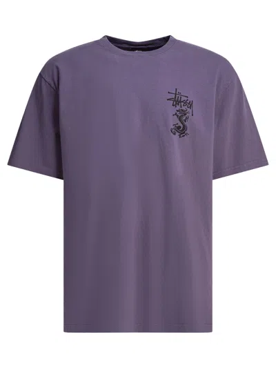 Stussy Double Dragon Pig. Dyed Tee T-shirts Purple