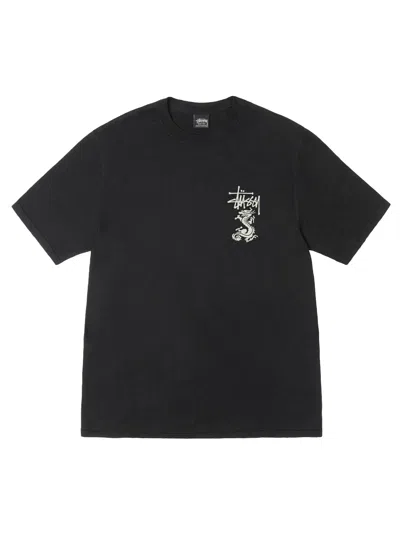 Stussy Double Dragon Pig Tee In Black