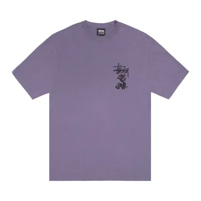 Pre-owned Stussy Double Dragon Tee Pigment Dyed 'grape' | Purple | Men's Size L