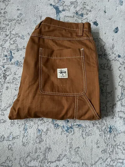 Pre-owned Stussy Double Knee Work Pants In Brown