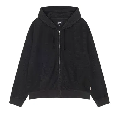 Pre-owned Stussy Double Layer Waffle Zip Hoodie 'black' | Men's Size M