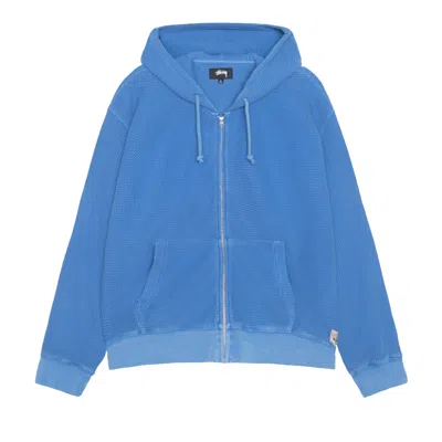 Pre-owned Stussy Double Layer Waffle Zip Hoodie 'blue' | Men's Size L