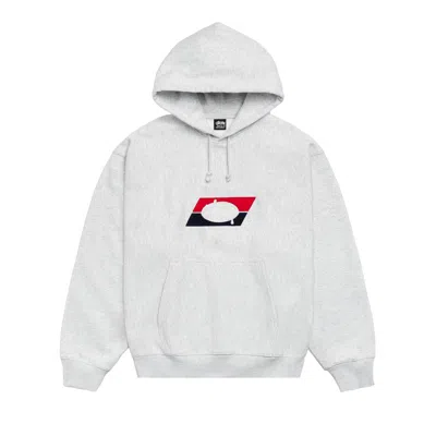 Pre-owned Stussy Double Stripe Embroidered Hoodie 'ash Heather' | Grey | Men's Size L In Gray