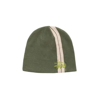 Pre-owned Stussy Double Stripe Skullcap 'olive' | Green | Men's Size Onesize