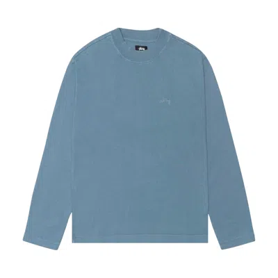 Pre-owned Stussy Dyed Long-sleeve Mock Neck Tee 'blue' | Men's Size L