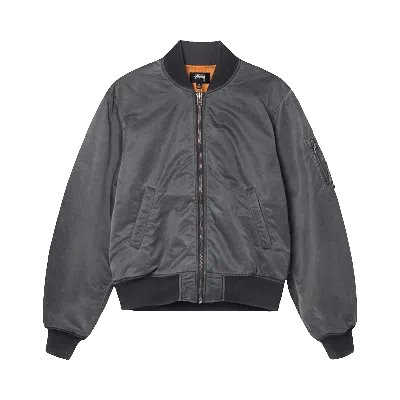 Pre-owned Stussy Dyed Nylon Bomber 'charcoal' In Grey