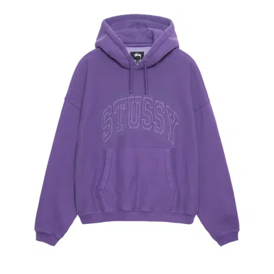 Pre-owned Stussy Embroidered Relaxed Hoodie 'purple'