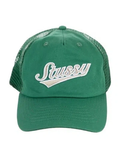 Pre-owned Stussy Embroidered Trucker Hat In Green