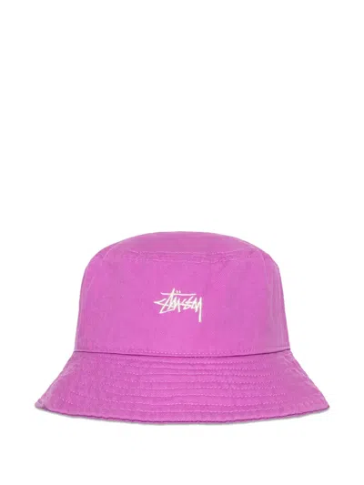 Stussy Embroidered-logo Bucket Hat In Pink