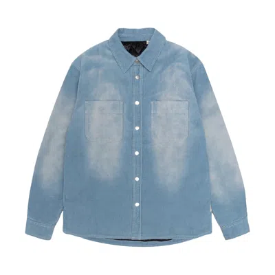Pre-owned Stussy Faded Corduroy Overshirt 'denim Blue'