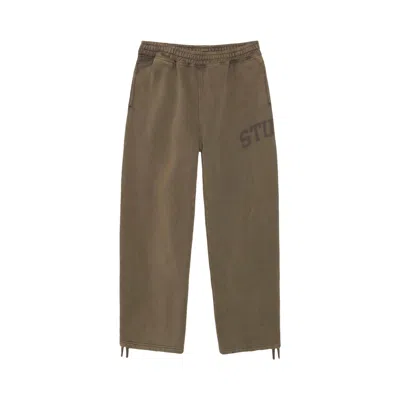 Pre-owned Stussy Faded Graphic Fleece Pant 'olive' In Brown