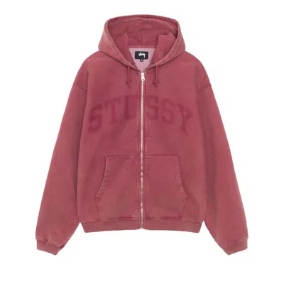 Pre-owned Stussy Faded Graphic Zip Hoodie 'burgundy' In Red