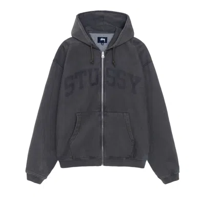 Pre-owned Stussy Faded Graphic Zip Hoodie 'washed Black'